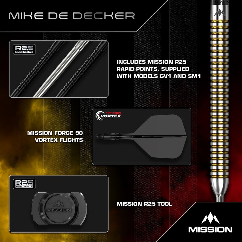 Mission Mike De Decker R2.5 Darts - Steel Tip - 90% Tungsten - V2