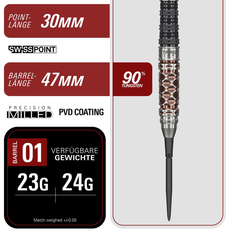CHARIS GEN6 90% 23G/24G SP STEEL TIP DARTS 2026