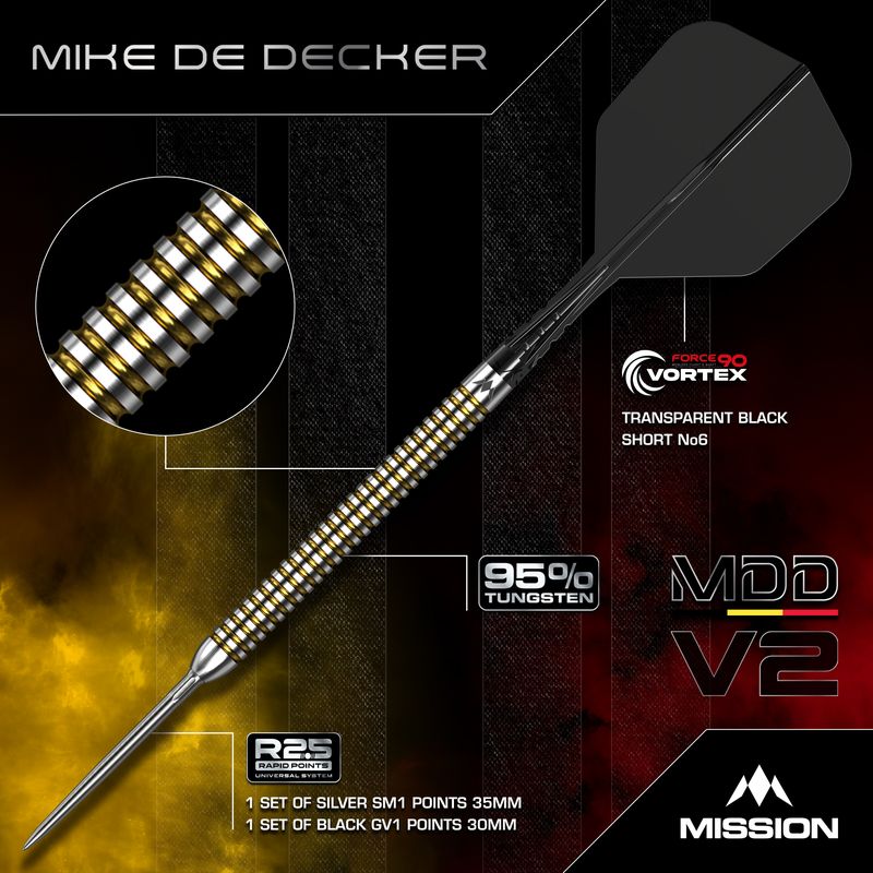 Mission Mike De Decker R2.5 Darts - Steel Tip - 90% Tungsten - V2