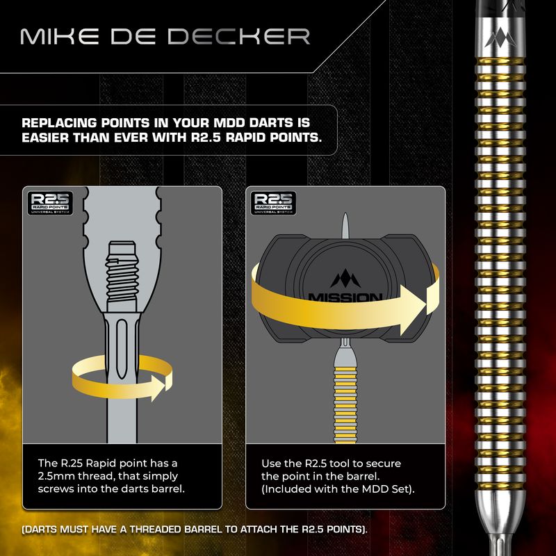 Mission Mike De Decker R2.5 Darts - Steel Tip - 90% Tungsten - V2