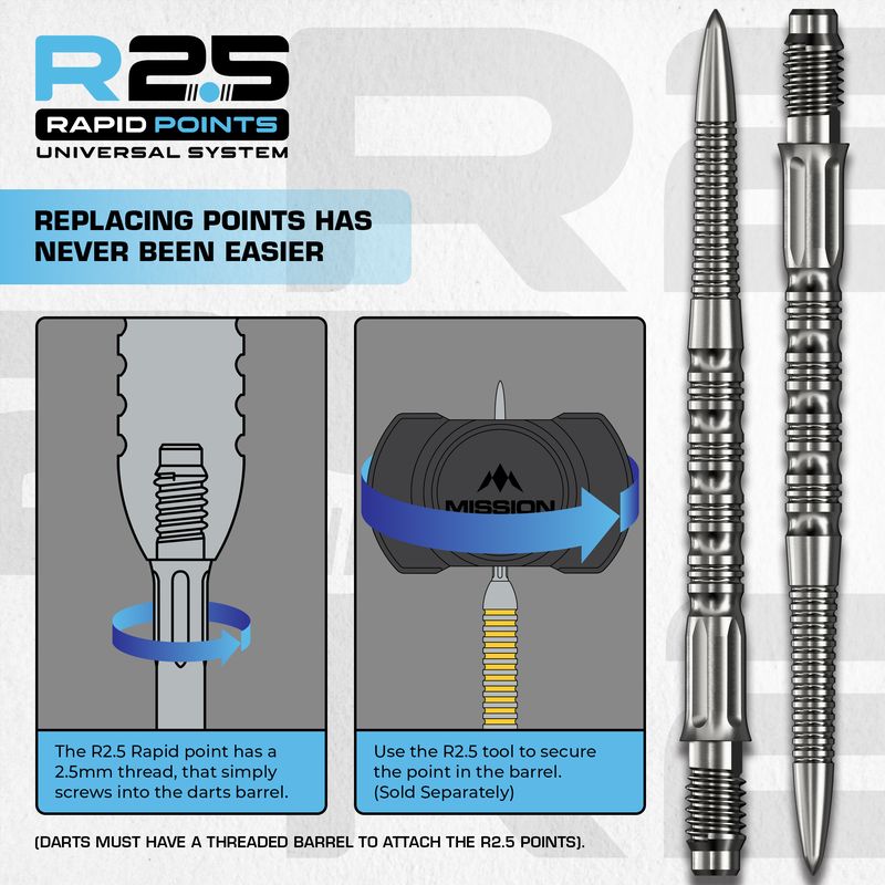 Mission R2.5 Rapid Dart Points - Steel Tip - GV2