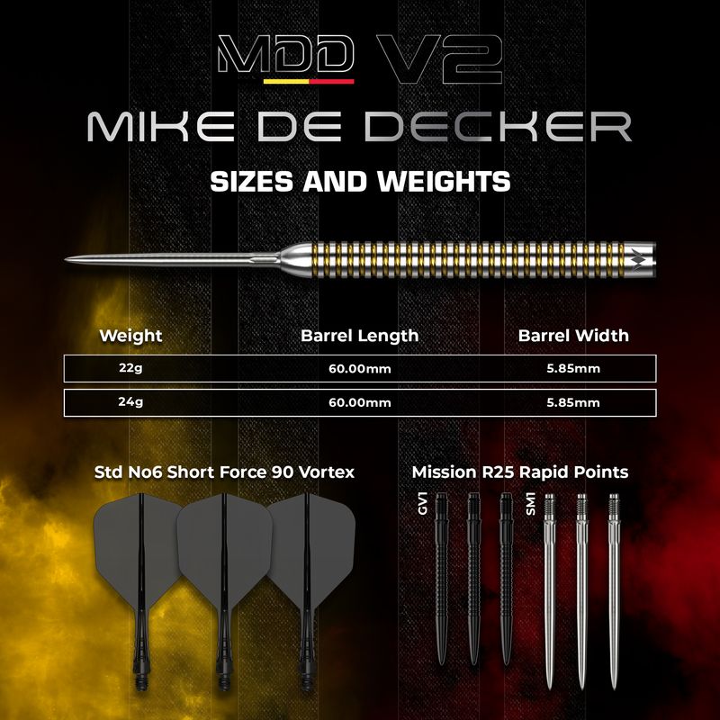 Mission Mike De Decker R2.5 Darts - Steel Tip - 90% Tungsten - V2