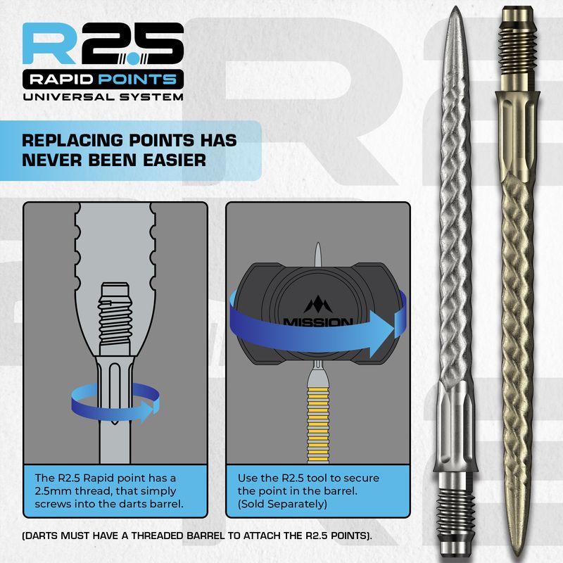 Mission R2.5 Rapid Dart Points - Steel Tip - RVX