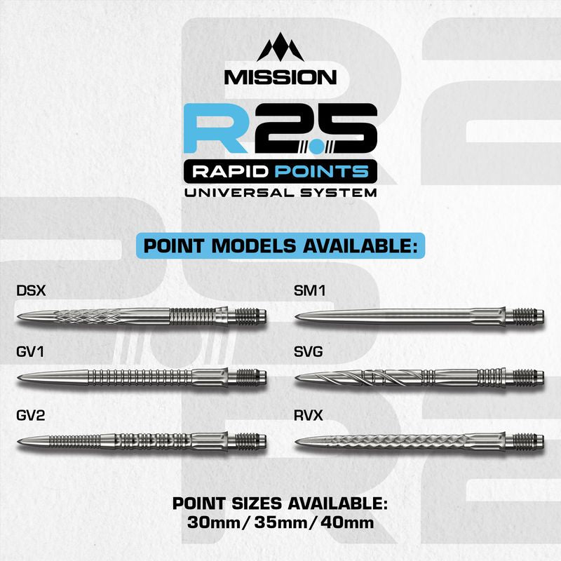 Mission R2.5 Rapid Dart Points - Steel Tip - GV2
