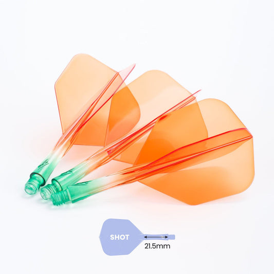 Caliburn SUP Flights - Moulded Flight & Shaft - Standard No6 - Two Tone - Green and Orange