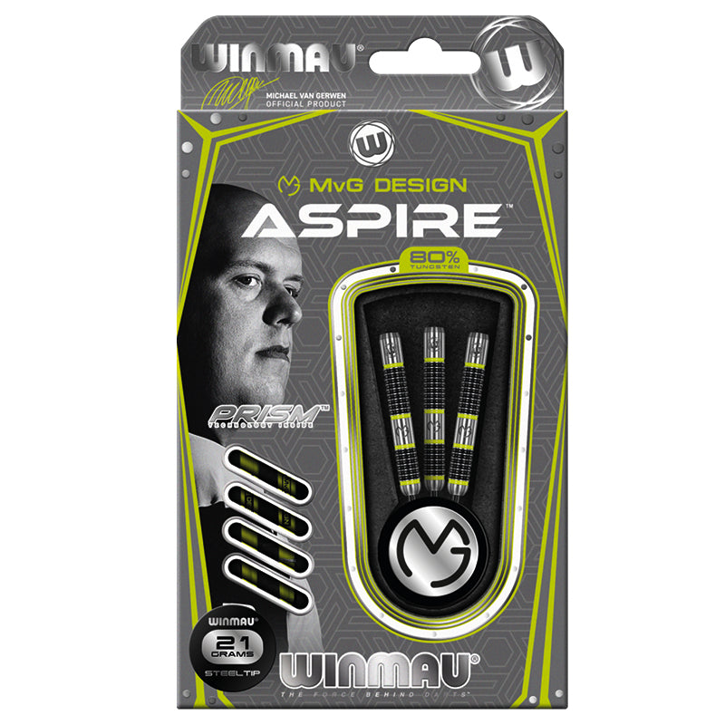 Winmau Michael Van Gerwen MVG Aspire 80% Tungsten Steel Tip Darts by Winmau