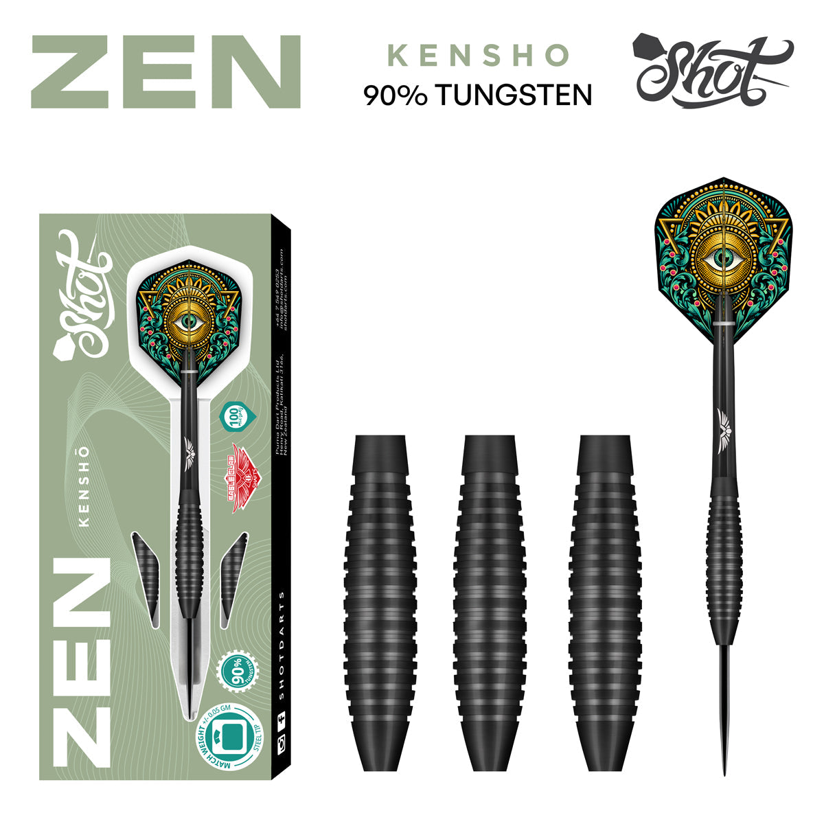 Shot Zen Kensho 90% Tungsten Steel Tip Darts
