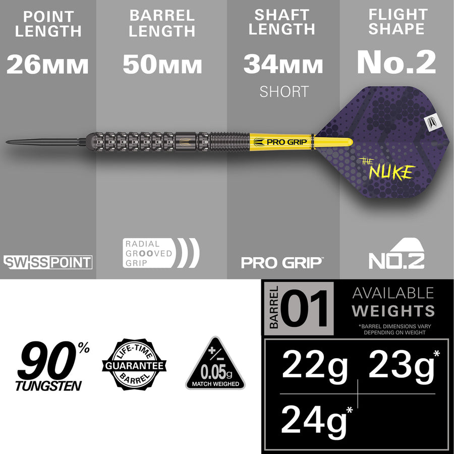 Luke Littler Generation One 90% Swiss Point Steel Tip Darts by Target