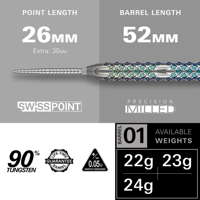 Target Rove 01 90% Tungsten SP Steel Tip Darts