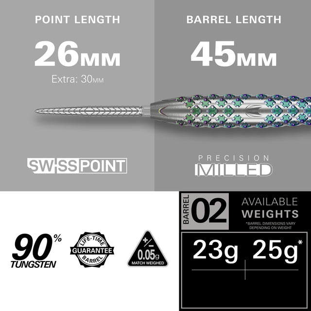 Target Rove 02 90% Tungsten SP Steel Tip Darts